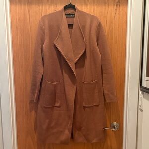 Brown Open Front Cardigan Coat